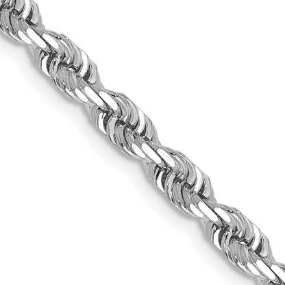 14K White Gold 22 Inch 4mm Diamond Cut Quadruple Rope Lobster Clasp Chain Necklace