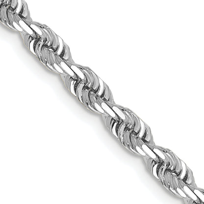 14K White Gold 20 Inch 4mm Diamond Cut Quadruple Rope Lobster Clasp Chain Necklace