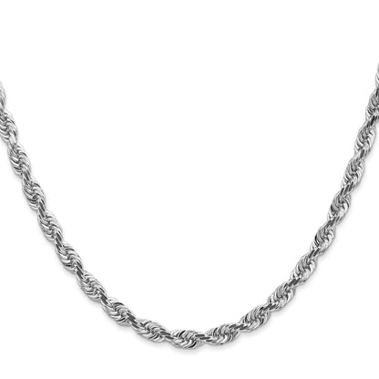 14K White Gold 20 Inch 4.5mm Diamond Cut Quadruple Rope Lobster Clasp Chain Necklace