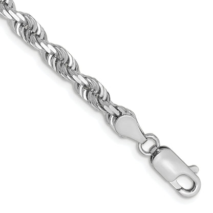 14K White Gold 7 Inch 4.5mm Diamond Cut Quadruple Rope Lobster Clasp Chain Bracelet