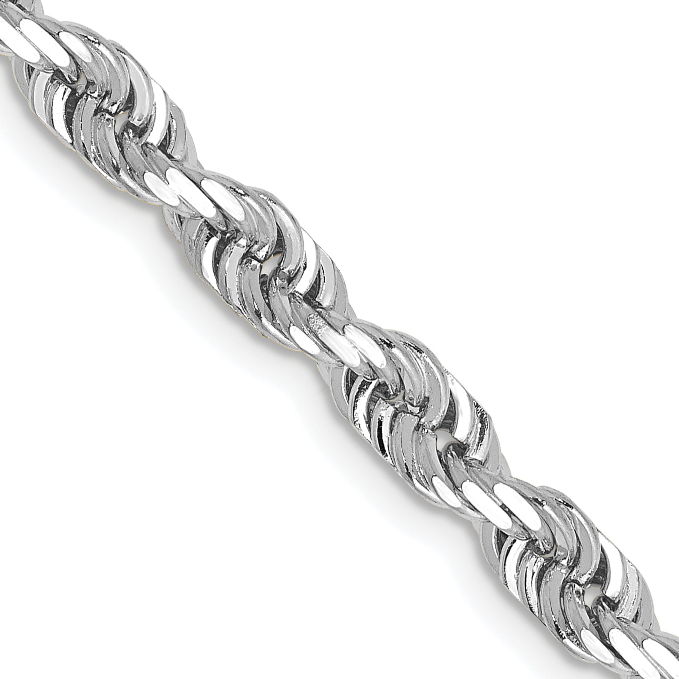 14K White Gold 20 Inch 4.5mm Diamond Cut Quadruple Rope Lobster Clasp Chain Necklace