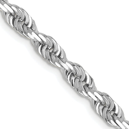 14K White Gold 22 Inch 4.5mm Diamond Cut Quadruple Rope Lobster Clasp Chain Necklace