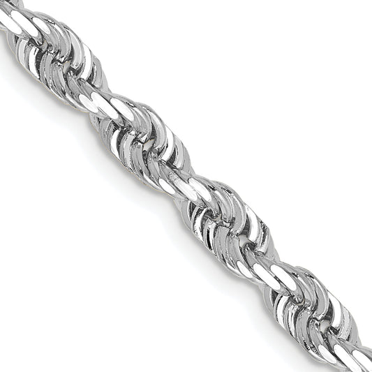 14K White Gold 22 Inch 4.5mm Diamond Cut Quadruple Rope Lobster Clasp Chain Necklace
