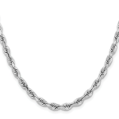 14K White Gold 20 Inch 5mm Diamond Cut Quadruple Rope Lobster Clasp Chain Necklace