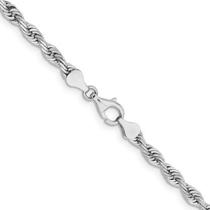 14K White Gold 30 Inch 5mm Diamond Cut Quadruple Rope Lobster Clasp Chain Necklace