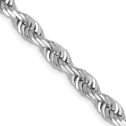 14K White Gold 20 Inch 5mm Diamond Cut Quadruple Rope Lobster Clasp Chain Necklace
