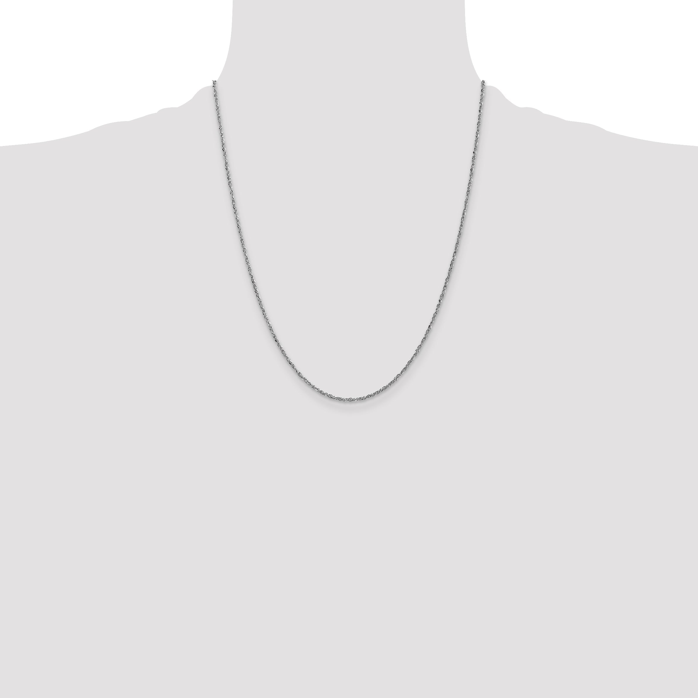 14K White Gold 22 Inch 1.7mm Ropa With Lobster Clasp Chain Necklace