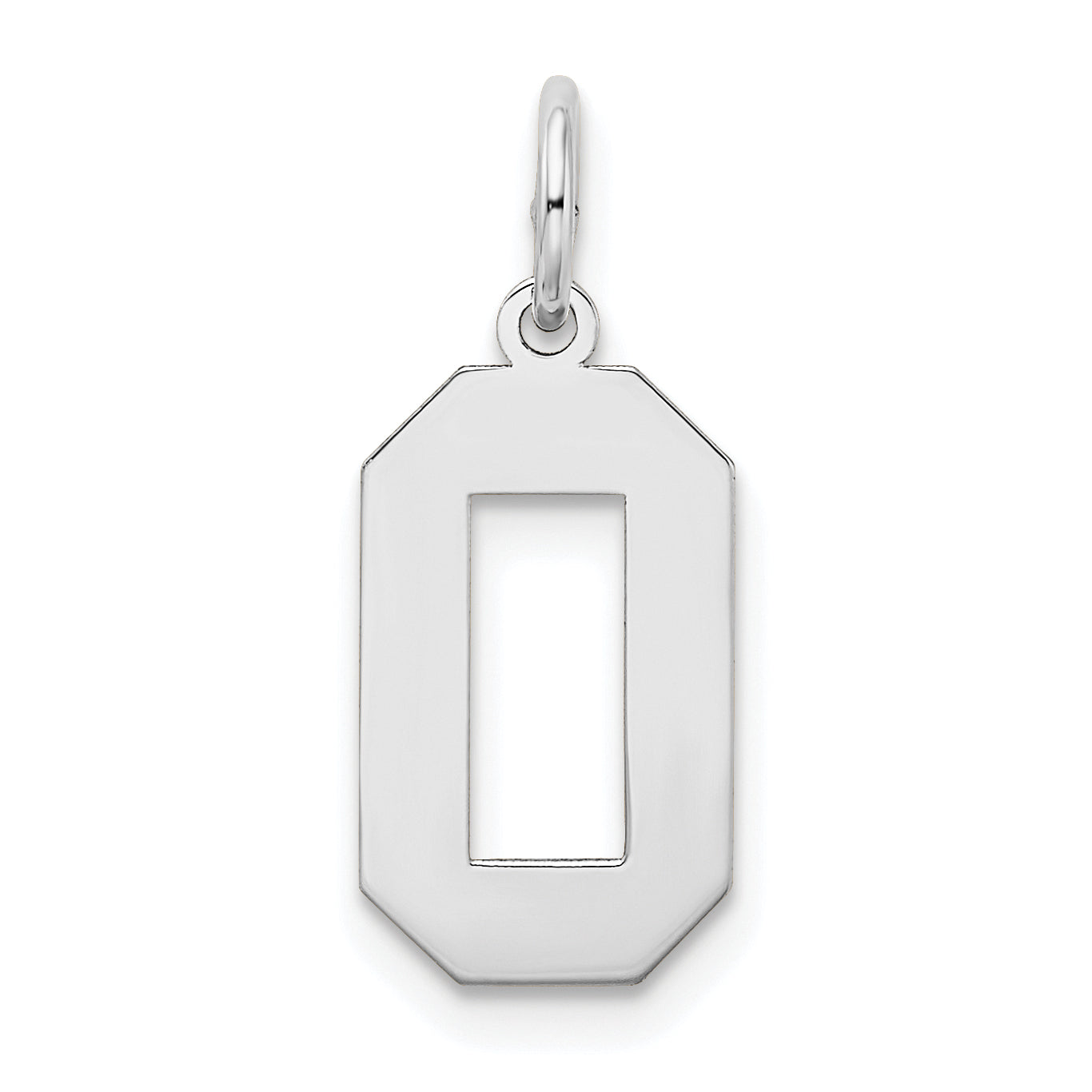 14K White Gold 14Kw Medium Satin Number 0 Charm