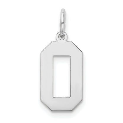 14K White Gold 14Kw Medium Satin Number 0 Charm