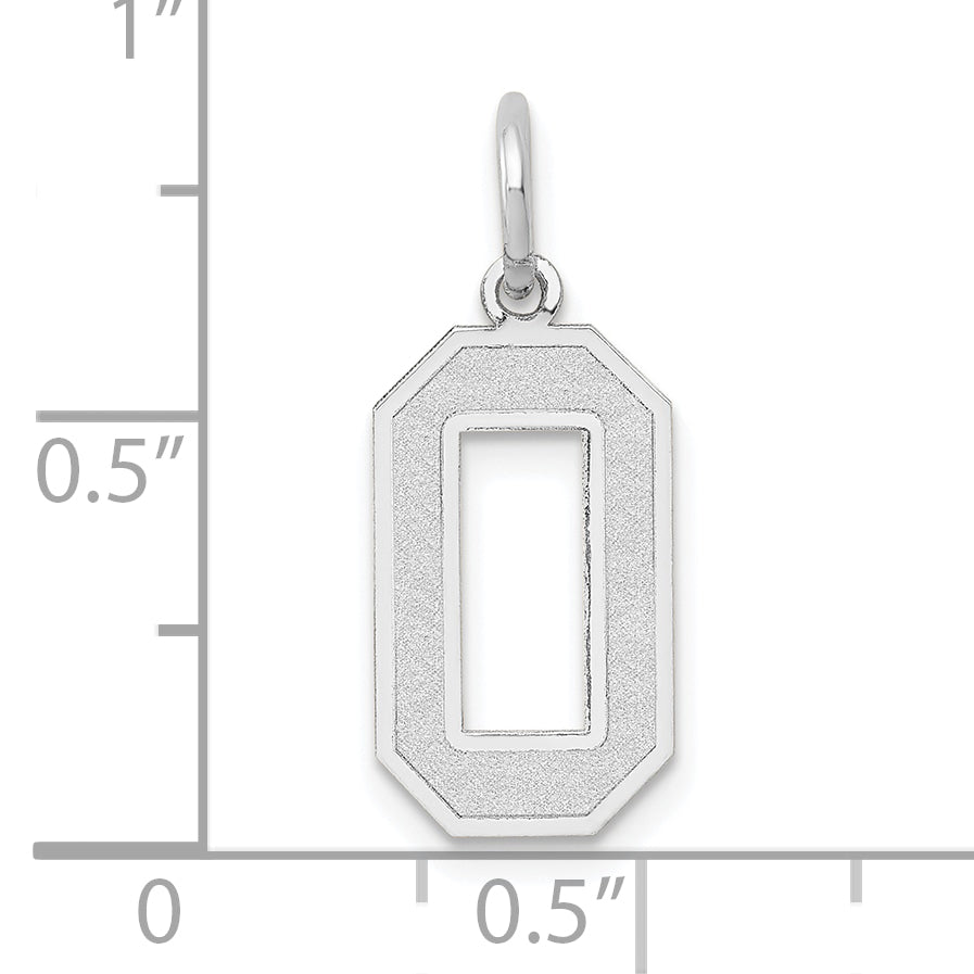 14K White Gold 14Kw Medium Satin Number 0 Charm