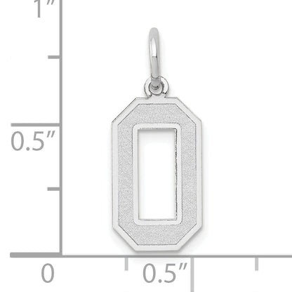 14K White Gold 14Kw Medium Satin Number 0 Charm