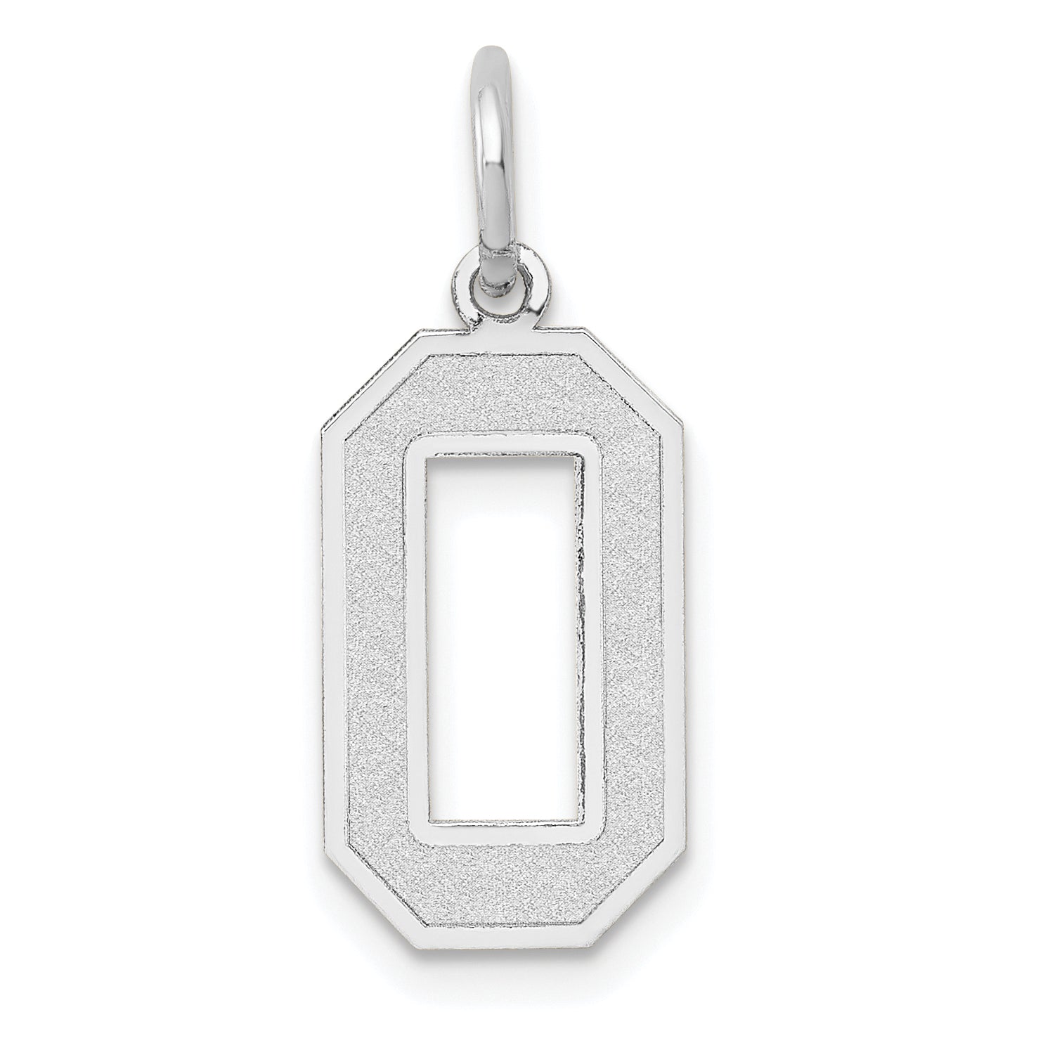 14K White Gold 14Kw Medium Satin Number 0 Charm
