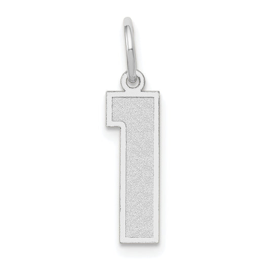 14k White Gold 14kw Medium Satin Number 1 Charm