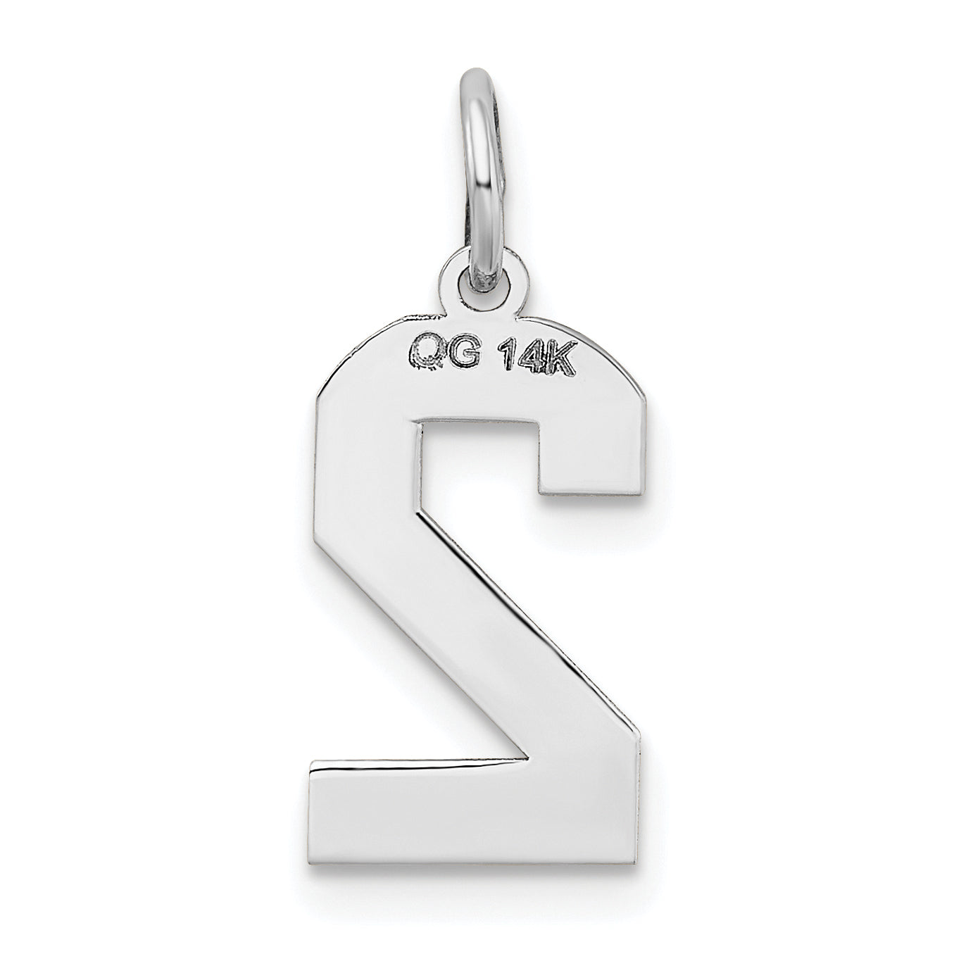 14k White Gold 14kw Medium Satin Number 2 Charm