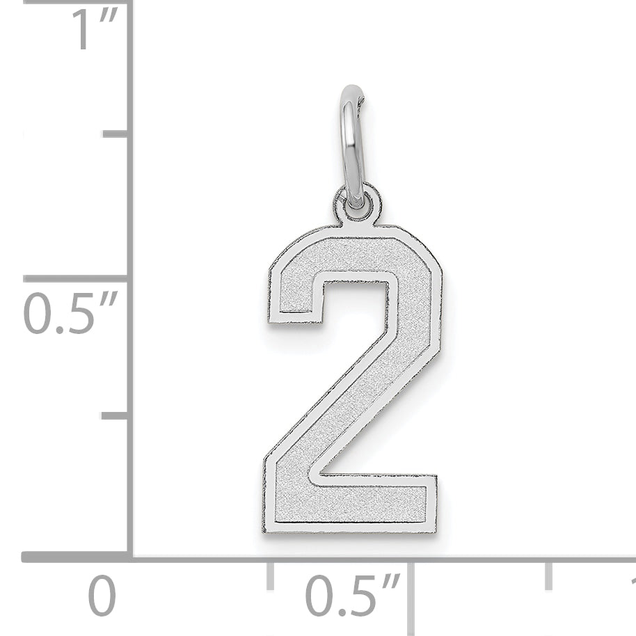 14k White Gold 14kw Medium Satin Number 2 Charm