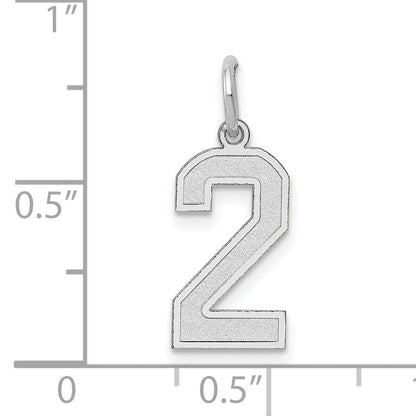 14k White Gold 14kw Medium Satin Number 2 Charm