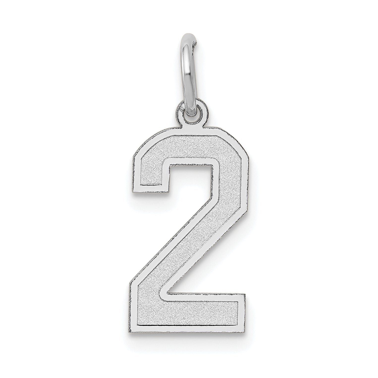 14k White Gold 14kw Medium Satin Number 2 Charm