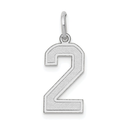 14k White Gold 14kw Medium Satin Number 2 Charm