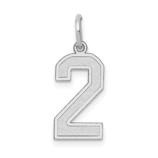 14k White Gold 14kw Medium Satin Number 2 Charm