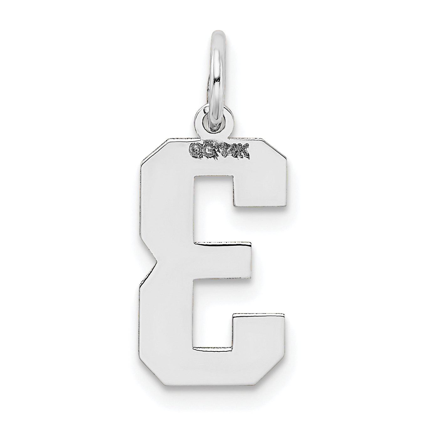 14k White Gold 14kw Medium Satin Number 3 Charm
