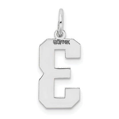 14k White Gold 14kw Medium Satin Number 3 Charm