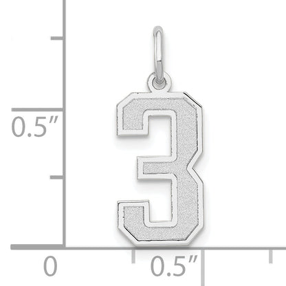 14k White Gold 14kw Medium Satin Number 3 Charm