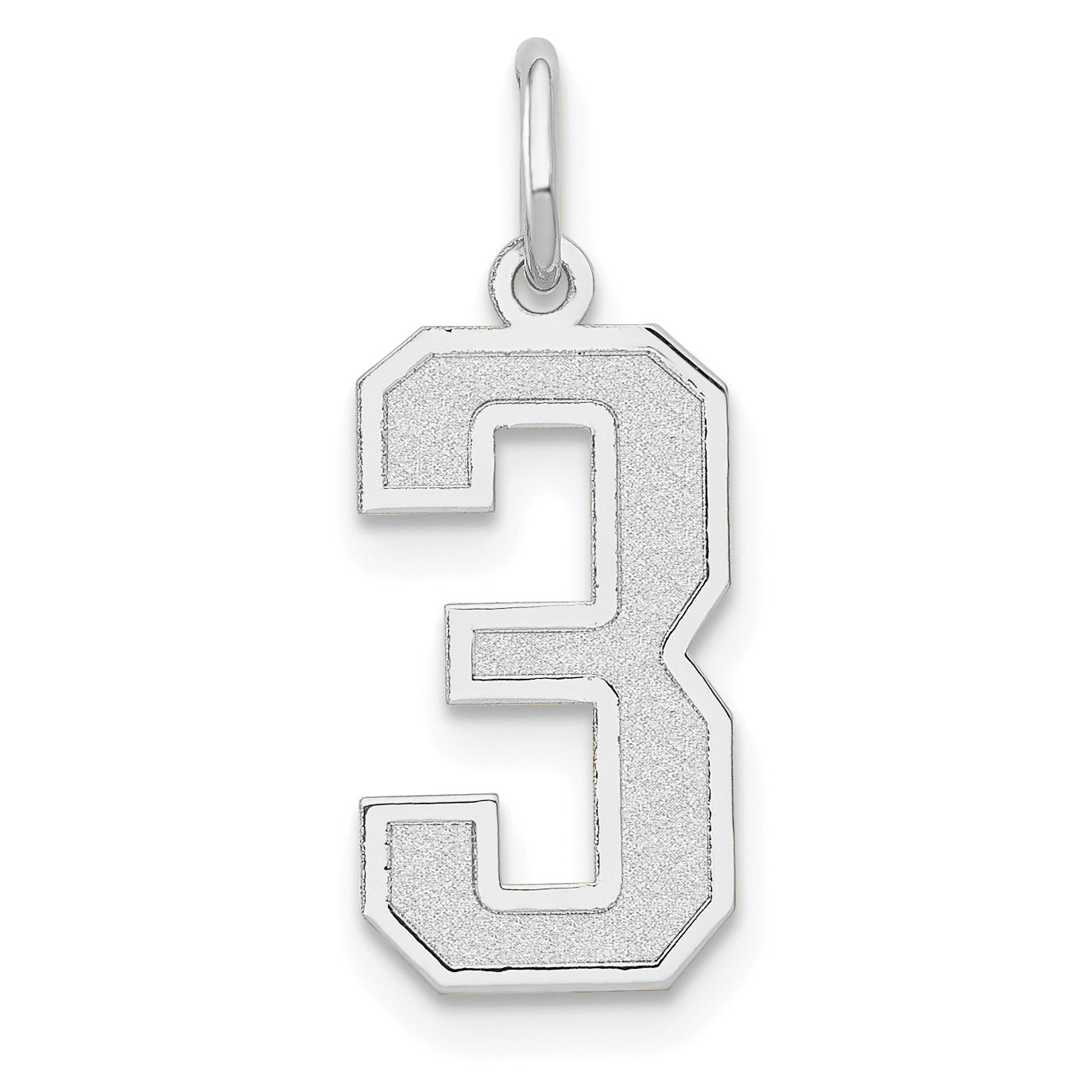 14k White Gold 14kw Medium Satin Number 3 Charm