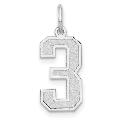 14k White Gold 14kw Medium Satin Number 3 Charm