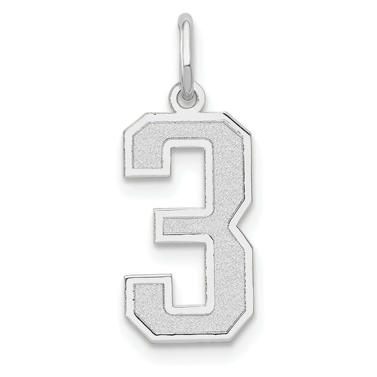 14k White Gold 14kw Medium Satin Number 3 Charm