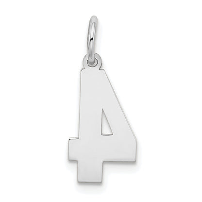 14k White Gold 14kw Medium Satin Number 4 Charm