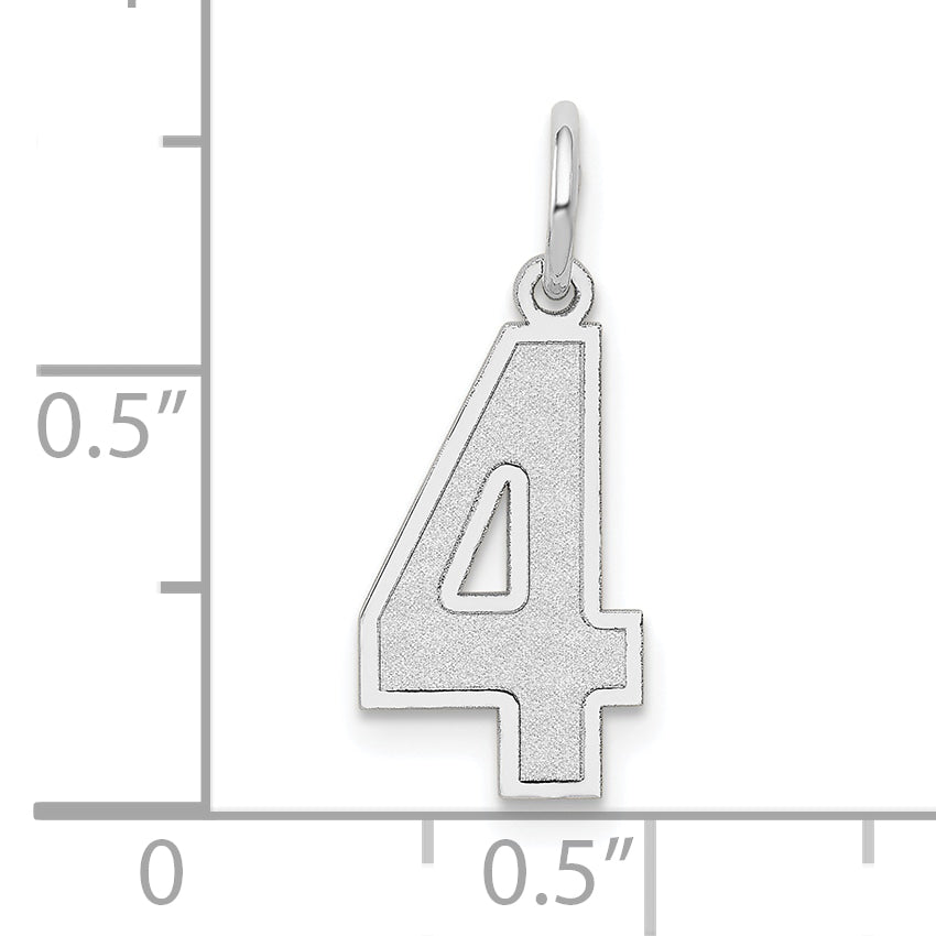 14k White Gold 14kw Medium Satin Number 4 Charm