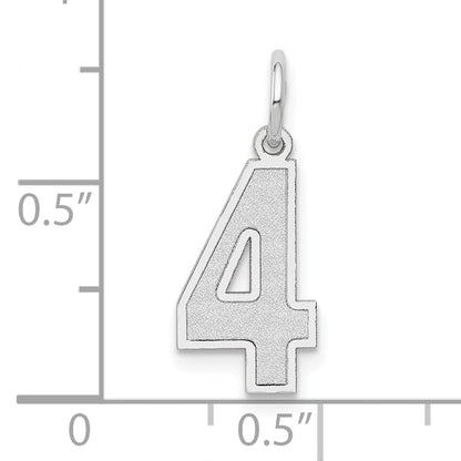 14k White Gold 14kw Medium Satin Number 4 Charm