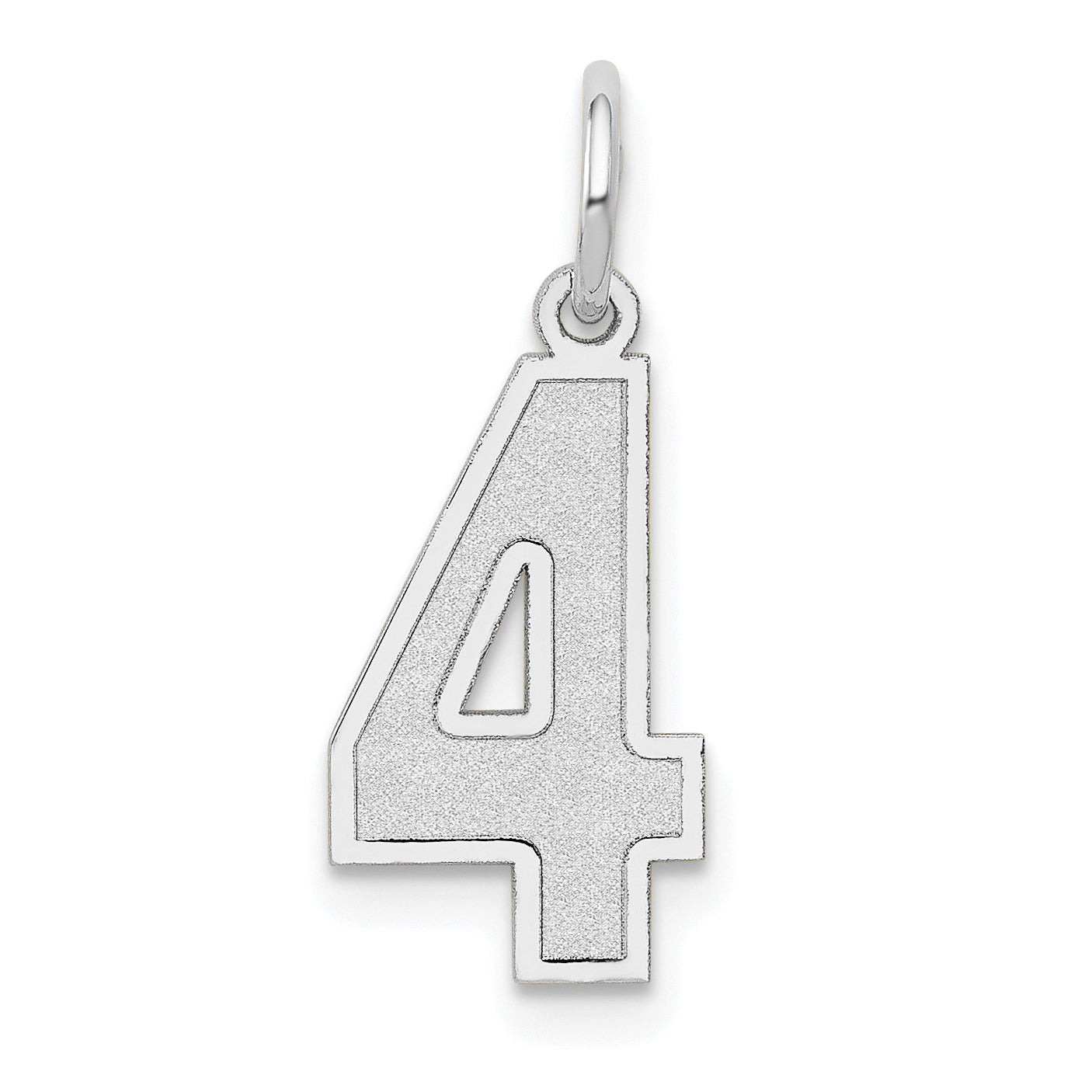 14k White Gold 14kw Medium Satin Number 4 Charm