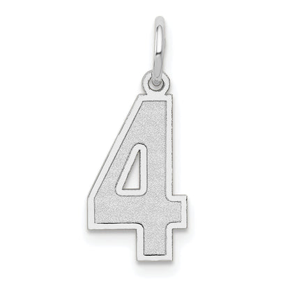 14k White Gold 14kw Medium Satin Number 4 Charm
