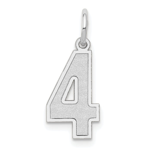 14k White Gold 14kw Medium Satin Number 4 Charm