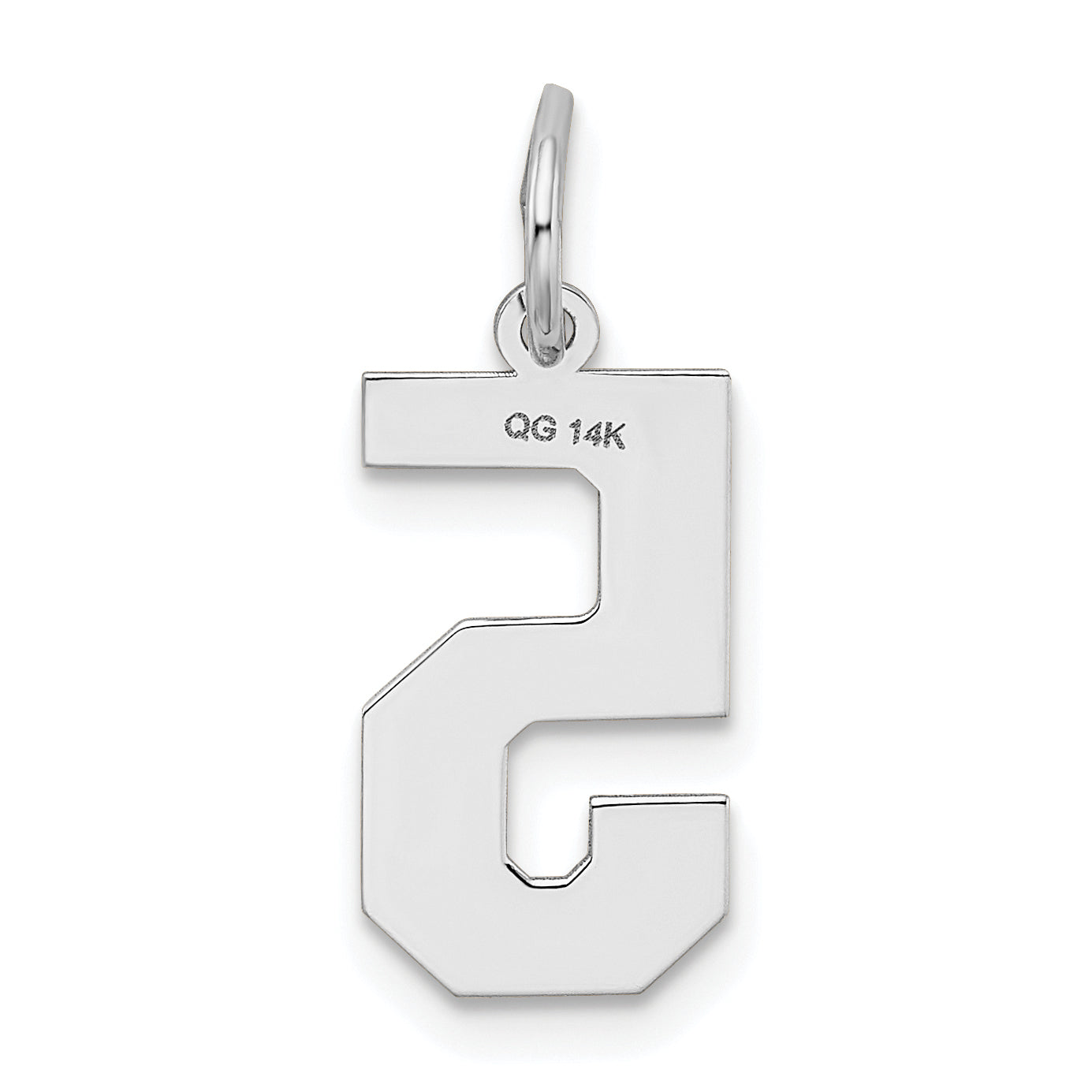 14k White Gold 14kw Medium Satin Number 5 Charm