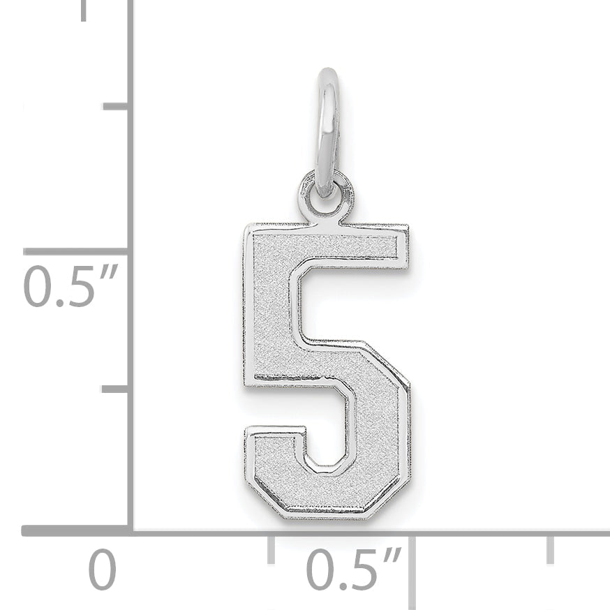 14k White Gold 14kw Medium Satin Number 5 Charm