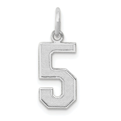 14k White Gold 14kw Medium Satin Number 5 Charm