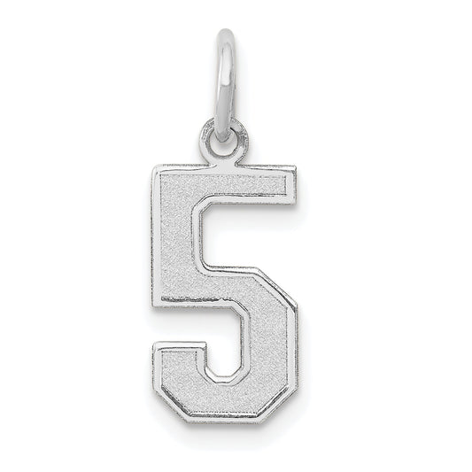 14k White Gold 14kw Medium Satin Number 5 Charm