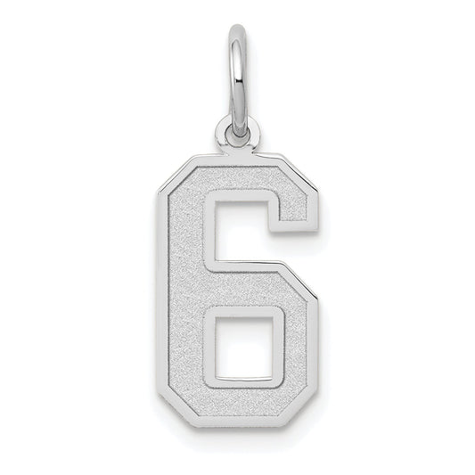 14k White Gold 14kw Medium Satin Number 6 Charm