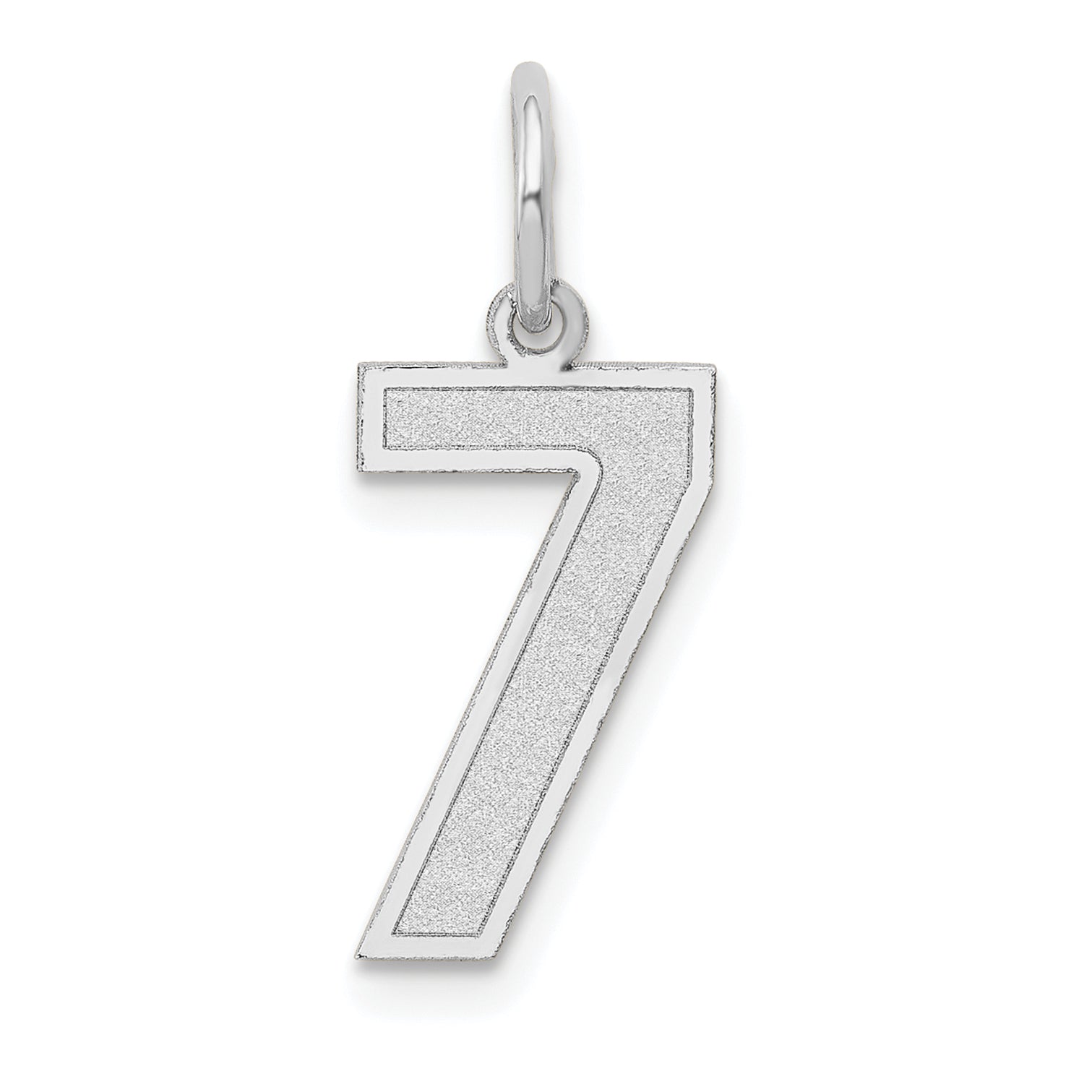 14k White Gold 14kw Medium Satin Number 7 Charm