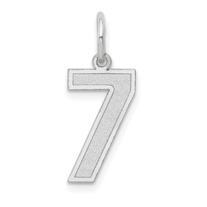 14k White Gold 14kw Medium Satin Number 7 Charm