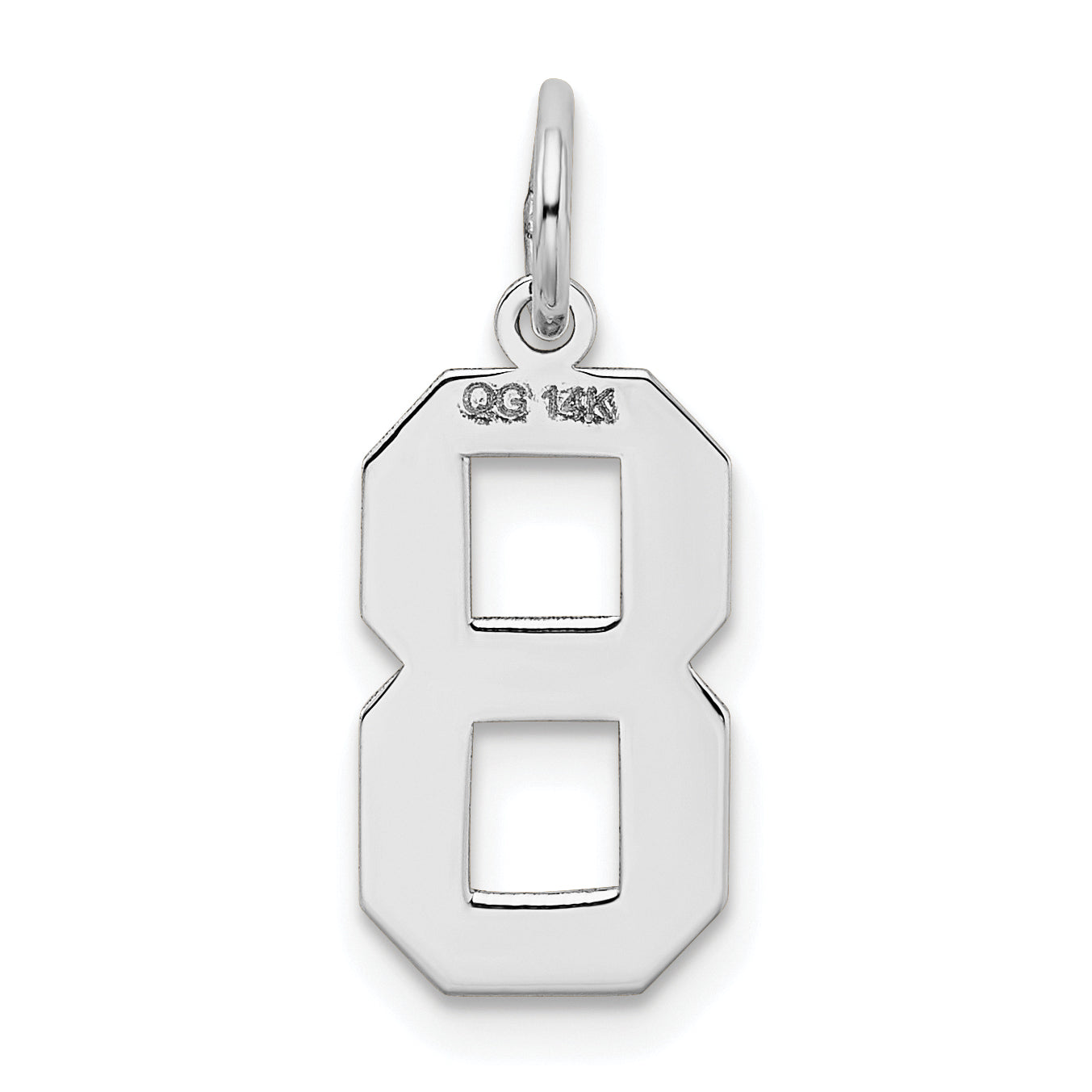 14k White Gold 14kw Medium Satin Number 8 Charm