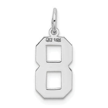 14k White Gold 14kw Medium Satin Number 8 Charm