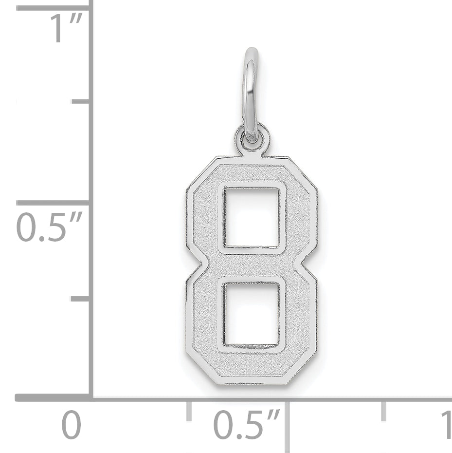 14k White Gold 14kw Medium Satin Number 8 Charm