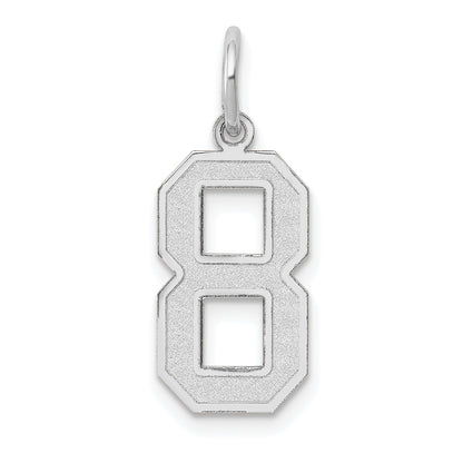 14k White Gold 14kw Medium Satin Number 8 Charm