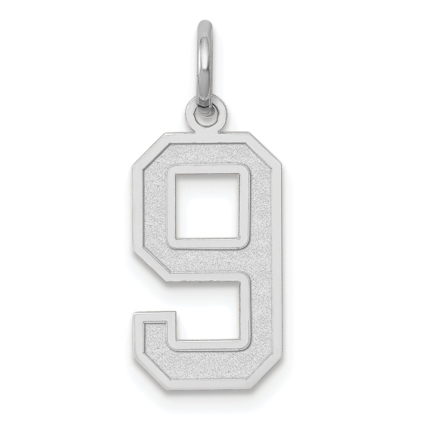 14k White Gold 14kw Medium Satin Number 9 Charm