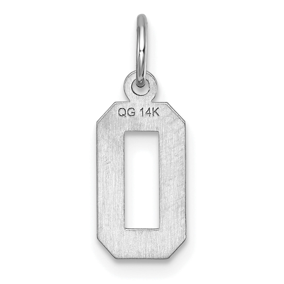 14k White Gold 14kw Small Brushed Diamond-cut Number 0 Charm