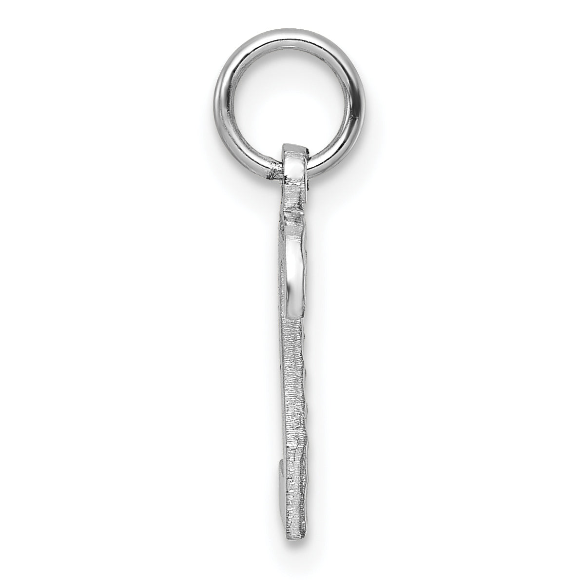 14k White Gold 14kw Small Brushed Diamond-cut Number 2 Charm