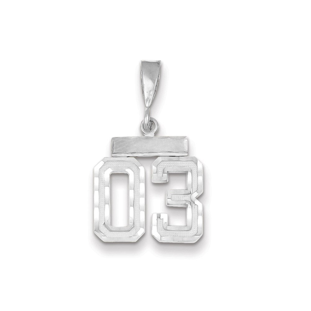 14K White Gold Small Diamond Cut Number 3 Charm